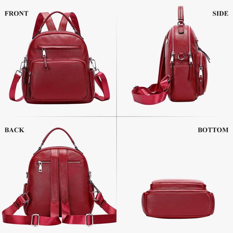 ALTOSY Genuine Leather Backpack for Women Small Convertible Backpack Purse Ladies Shoulder Bag 4 in 1 to Carry - Image 4